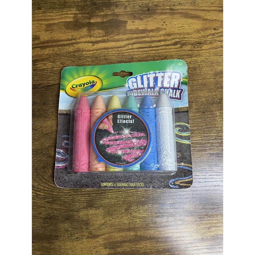 Crayola Washable Glitter Sidewalk Chalk, Assorted, 6 Sticks/Set‎